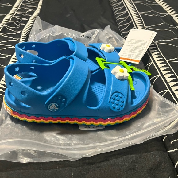 CROCS Other - CROCS Kids Blue Sandals with Flower Charm